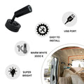 12V LED Reading Light Warm White USB Port Pack of 2 Black Lamps