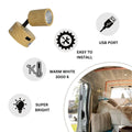 12V LED Reading Light Touch Dimmable Spotlight USB Wooden Effect Lamp