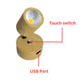 12V LED Reading Light Touch Dimmable Spotlight USB Wooden Effect Lamp