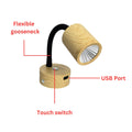 12V LED Gooseneck Reading Light Wooden Effect Lamp