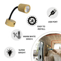 12V LED Gooseneck Reading Light Wooden Effect Lamp