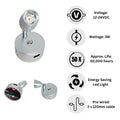12V LED Reading Light Touch Dimmable Spotlight USB Port Caravan Lamp 3W