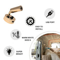 12V 24V LED Reading Light with USB Port Pack of 2 Lamps - Gold