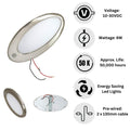 LED Ceiling Light 12V 24V Dimmable 6W Touch Switch Nickel Finish Panel Lamp