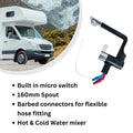 Water Tap Comet Arona Hot & Cold Mixer 12v Micro switch 160mm Spout