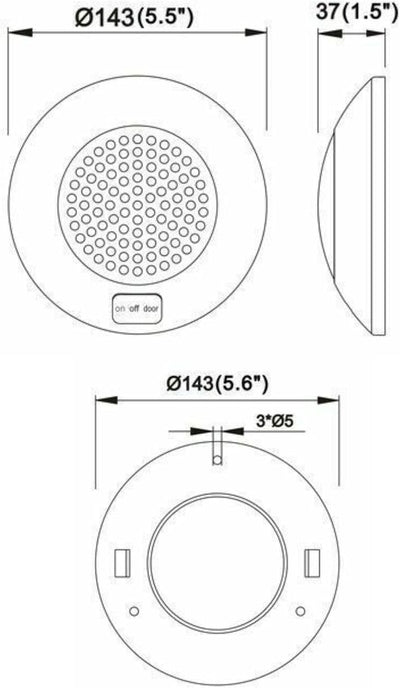 LED Ceiling Light 12V 24V Dome Lamp 3.8W On/Off/Door Switch