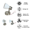 Marvix Led Reading Light 12V 24V Dimmable Touch Switch Campervan Motorhome Boat Nickel Brushed Finished