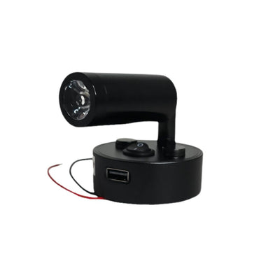 12V LED Reading Light Warm White USB Port Pack of 2 Black Lamps