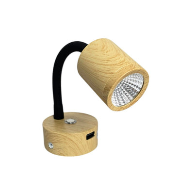 12V LED Gooseneck Reading Light Wooden Effect Lamp
