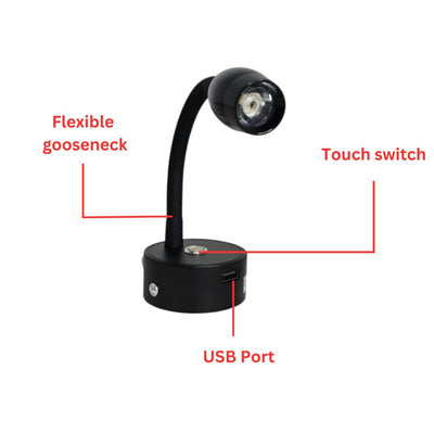 12V 24V LED Reading Light Flexible Gooseneck Map Lamp