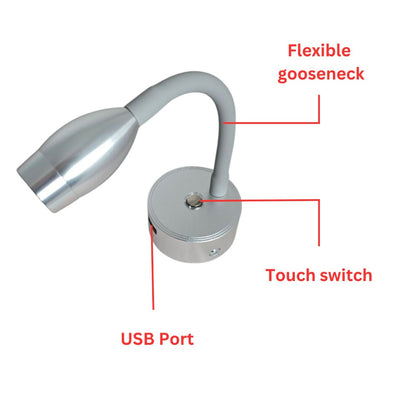 12V 24V LED Reading Light Flexible Gooseneck Map Lamp