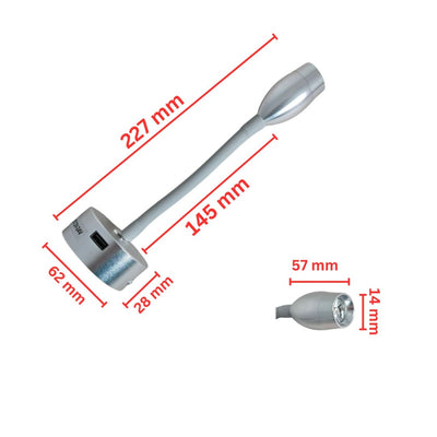 12V 24V LED Reading Light Flexible Gooseneck Map Lamp