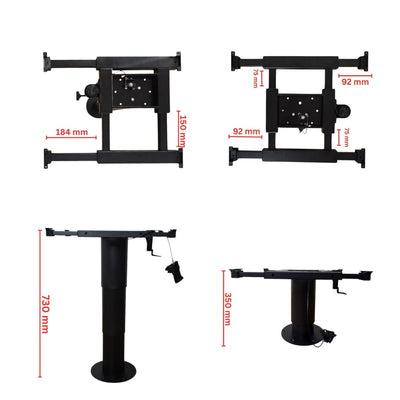 Adjustable Pneumatic Pedestal Table Leg 350 - 750mm Black