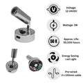 12V LED Reading Light Warm White USB Port Pack of 2 Chrome Lamps