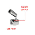 12V LED Reading Light Warm White USB Port Pack of 2 Chrome Lamps
