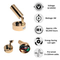 12V 24V LED Reading Light with USB Port Pack of 2 Lamps - Gold