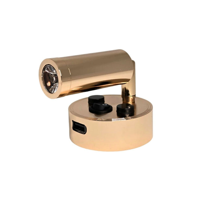 12V 24V LED Reading Light with USB Port Pack of 2 Lamps - Gold
