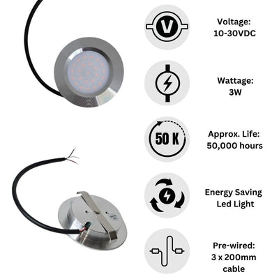 LED 12V 24V Marine Spot Light Red & White Dimmable Boat Yacht Recessed Downlight