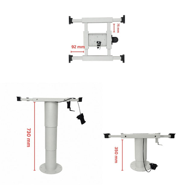 Adjustable Pneumatic Pedestal Table Leg 350 - 750mm Grey
