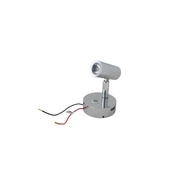 LED Reading Light Dimmable 12V 24V Chrome Spotlight Touch Switch USB Caravan Boat Lamp
