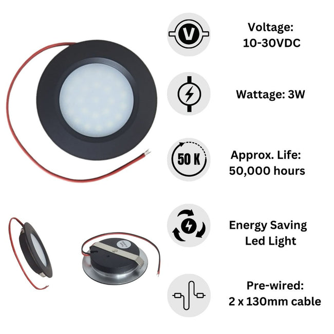 12v Led Downlights 4x LED Spot Downlights With Touch Dimmer - 12V/24V 70mm Lights For Caravan, Boat, Camper 12V 24V Spot Lights 70mm Downlights Caravan Boat - Foto 9