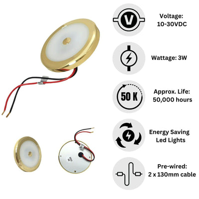 LED Spot Light 12V 24V Touch Switch Dimmer 70mm Gold Downlight
