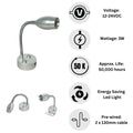 LED Gooseneck Flexible Reading Light 12V 24V Spotlight 3W Touch Controlled USB