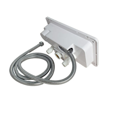 External Shower Point Water Outlet Mixer Socket & Pull Out Shower Head Set White