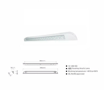 LED Awning Light 12V 24V Waterproof 506mm Cool White Exterior Strip Lamp